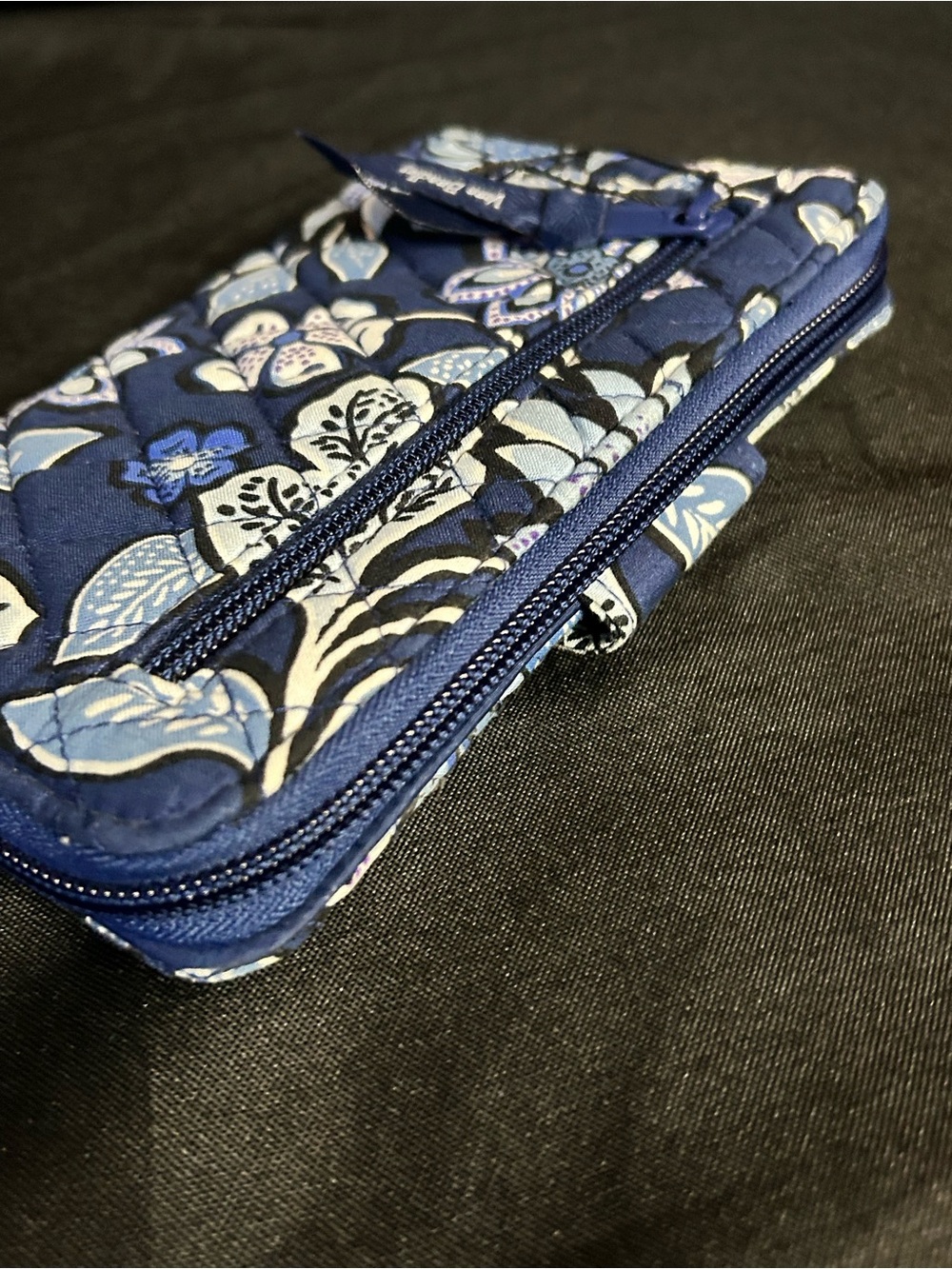 Vera Bradley Navy & Light Blue Quilted Floral Zip Wallet - Picture 6 of 8